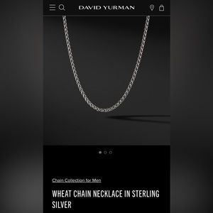 David Yurman Wheat Chain Necklace in Sterling Silver  24IN, Chain 4mm